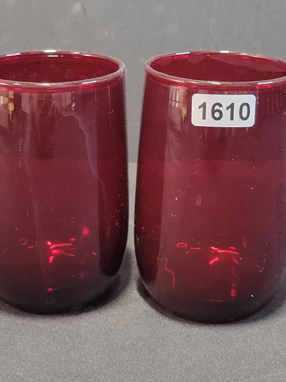Vintage RUBY RED GLASS JUICE GLASSES 4 oz. set of 4